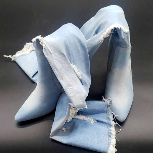 CAPE ROBBIN JEANS BOOTS 30INCHS LONG SIZE 8 1/2 COLOR BLUE JEANS FABRIC NEW - Picture 8 of 12